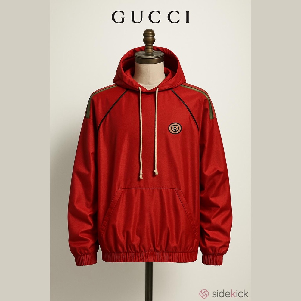 Gucci Shiny Jersey Hooded Sweatshirt With Web 'Red'